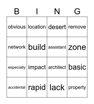 Pathways 1 - Unit 6 - Listening Bingo Card