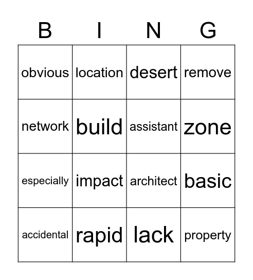 Pathways 1 - Unit 6 - Listening Bingo Card