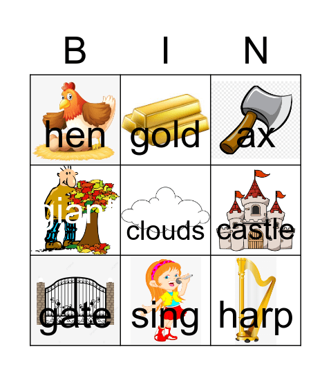 Jack and the Beanstalk Bingo Card