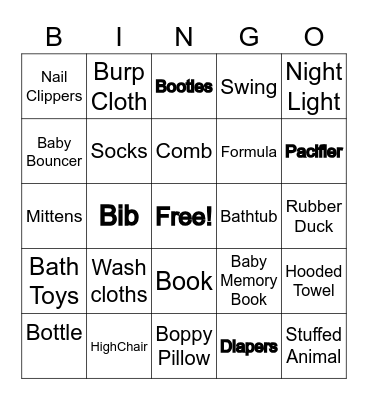 Oh Baby! Bingo Card