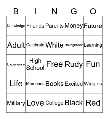 Nisean's Celebrations Bingo Card