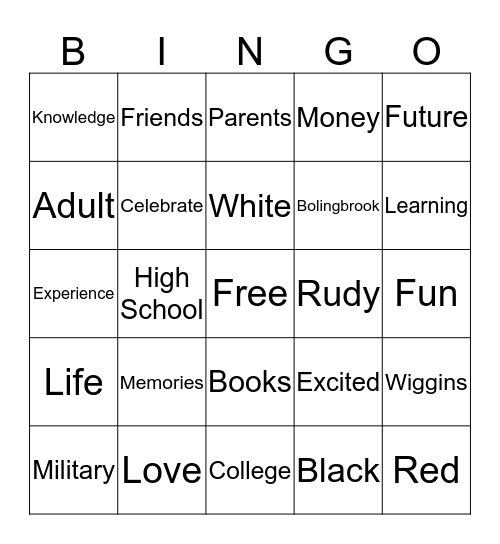 Nisean's Celebrations Bingo Card