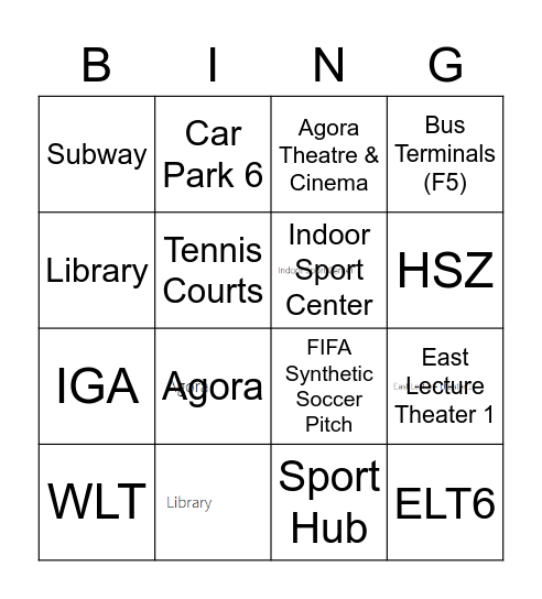 Year 10 PE @ La Trobe University Bingo Card