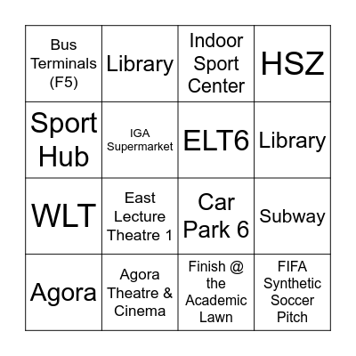 Year 10 PE @ La Trobe Bingo Card