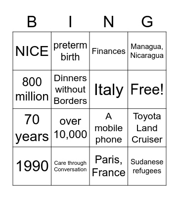 Friends of MSF Bingo! Bingo Card