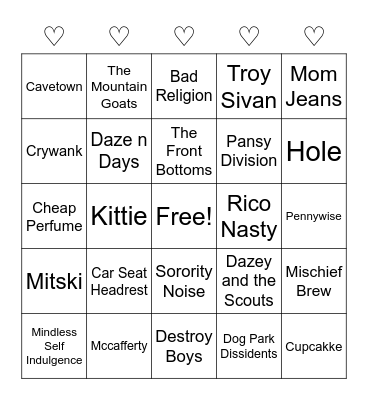 Jason's Music Bingo Card