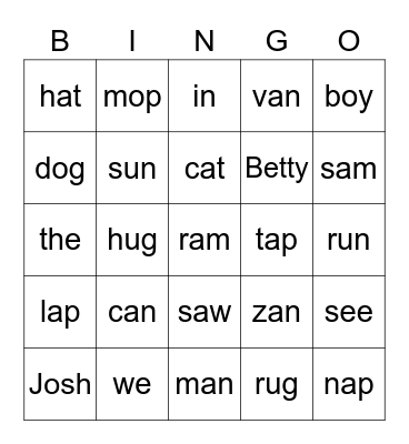 HF and CVC Bingo Card