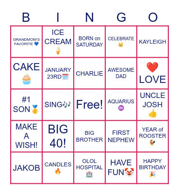 HAPPY BIRTHDAY, JOSH! Bingo Card