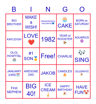 HAPPY BIRTHDAY, JOSH! Bingo Card