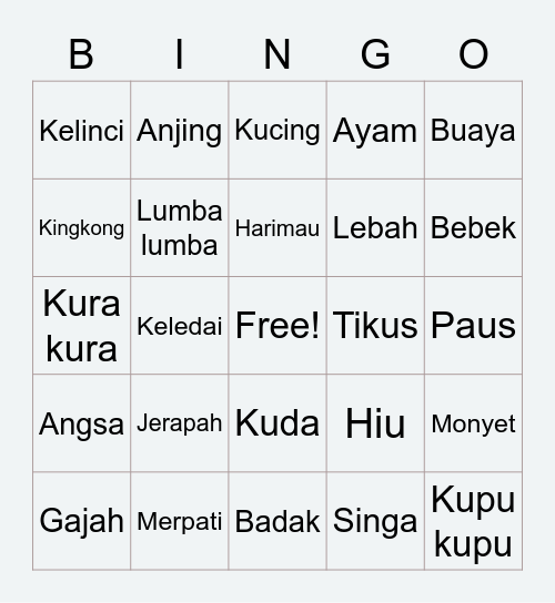 BINGO FREEIZE Bingo Card