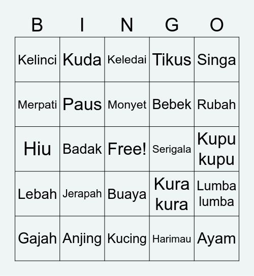 BINGO FREEIZE Bingo Card