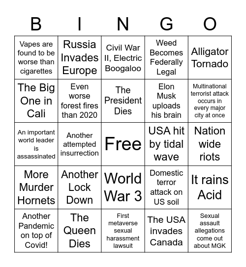 2022 Bingo Card