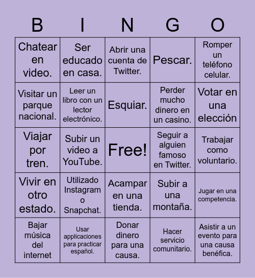 ¿Qué Has Hecho? Bingo Card
