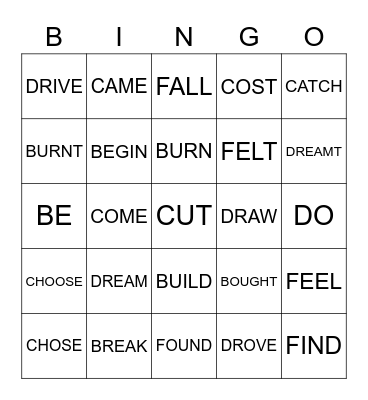 IRREGULAR VERBS Bingo Card