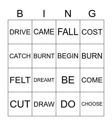 IRREGULAR VERBS Bingo Card