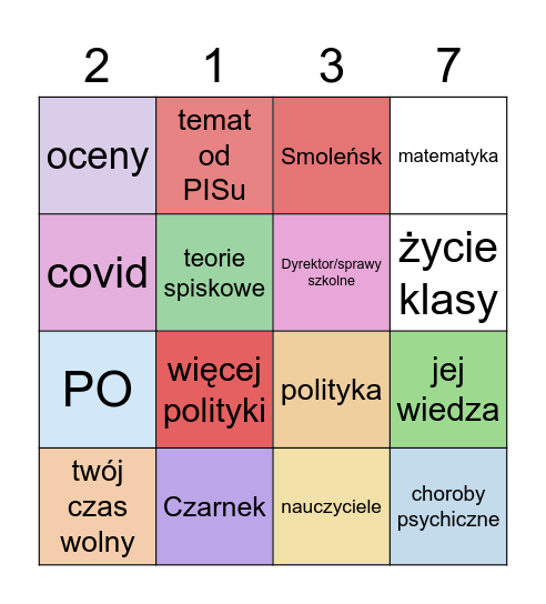 Bingo o czym będzie rozmawiała Hanka Bingo Card
