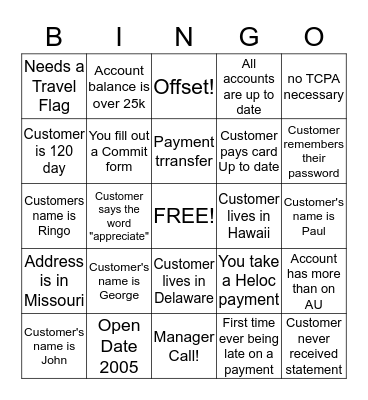 Saturday Collections Bingo Card