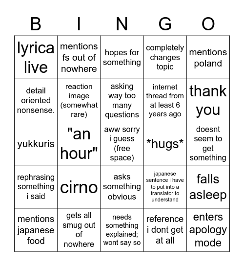 Prints conversation bingo Card