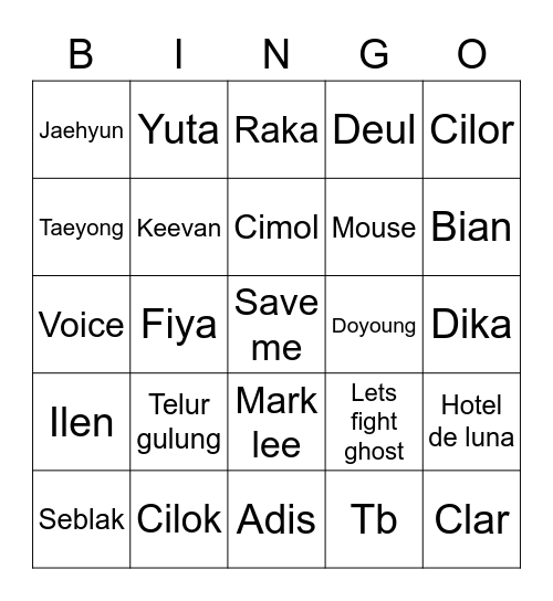 FIYA Bingo Card