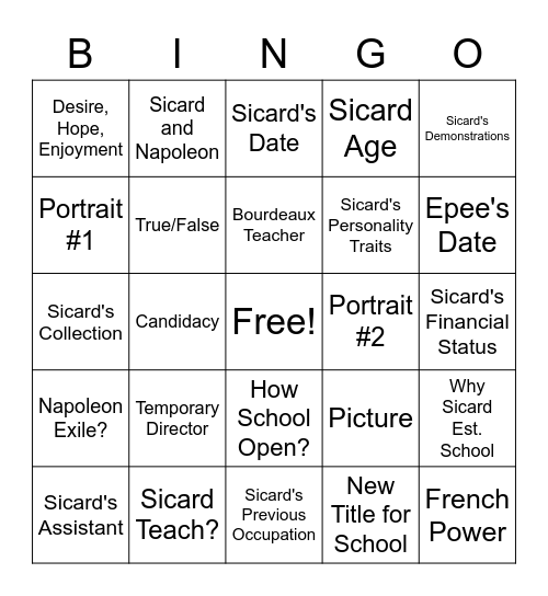 ASl 1E WTMH Ch. 3 Bingo Card