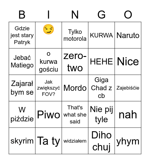 Reczko Bingo Card
