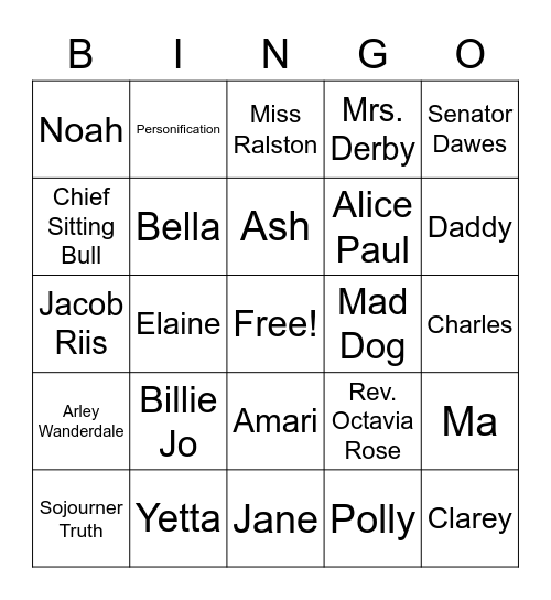 English 9A Exam Review Bingo Card