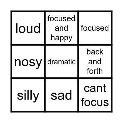 school bingo Card