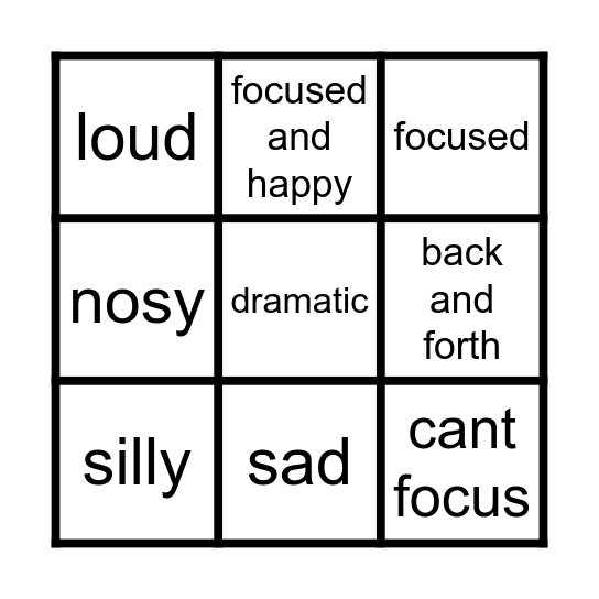 school bingo Card