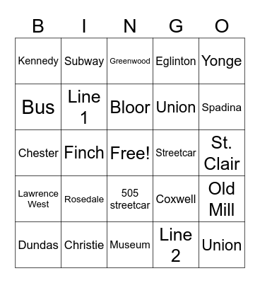 TTC Bingo Card