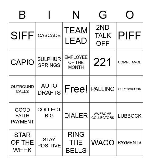 PARAMOUNT RECOVERY Bingo Card