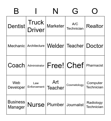 Career Bingo Card
