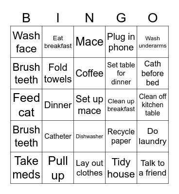 Daily routines Bingo Card
