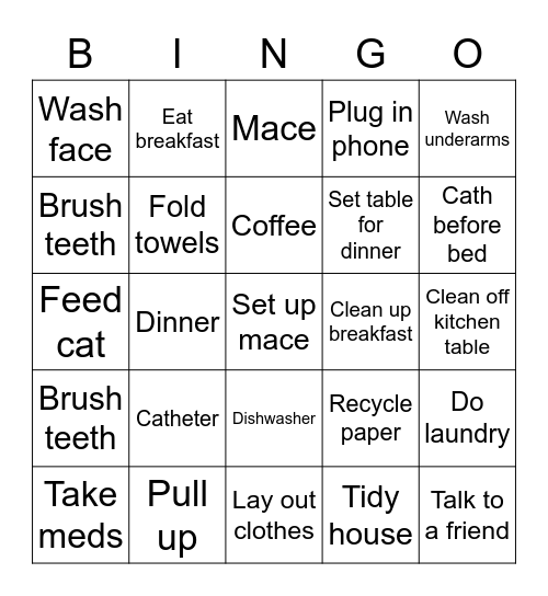 Daily routines Bingo Card