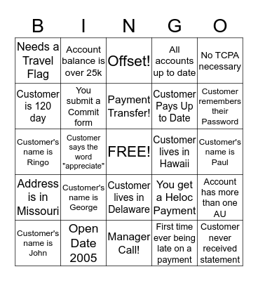 Saturday Collections Bingo! Bingo Card