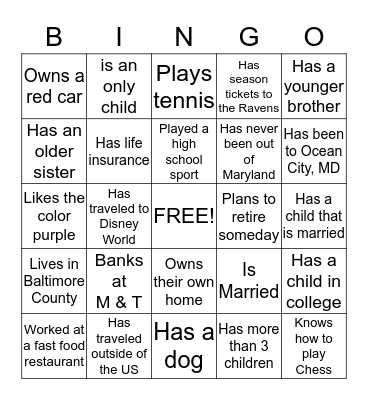 Banker Bingo Card
