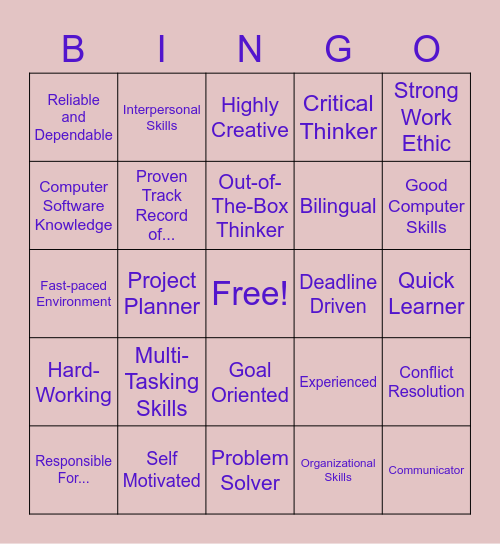 Resume Bingo Card