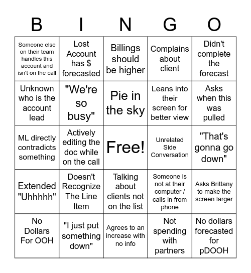 Pipeline Bingo Baby! Bingo Card