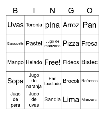Ailtons Food Bingo That Makes Me Hungry Bingo Card