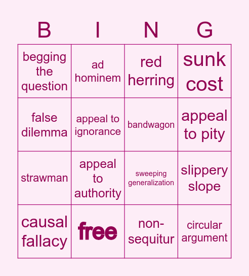 fallacy bingo Card