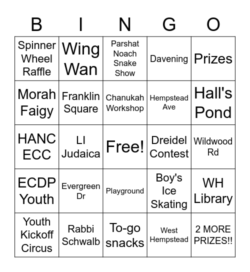 ECDP Youth Bingo!!! Bingo Card