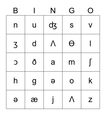 International Phonetic Alphabet Bingo Card