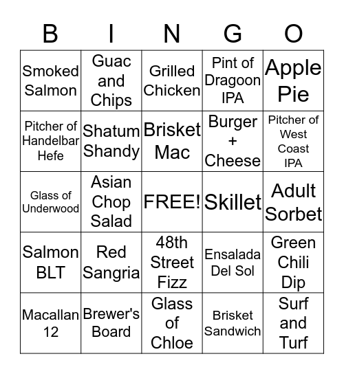 OHSO BINGO Card