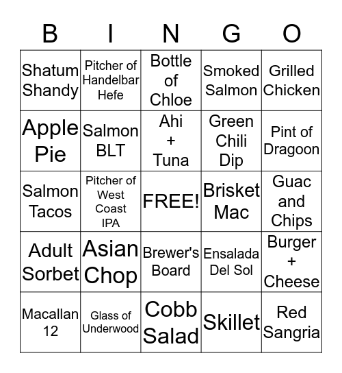 OHSO Bingo Card