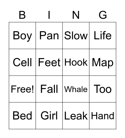 Rhym Bingo Card