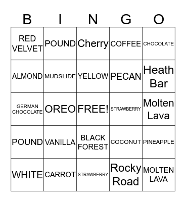CAKE WALK BINGO Card