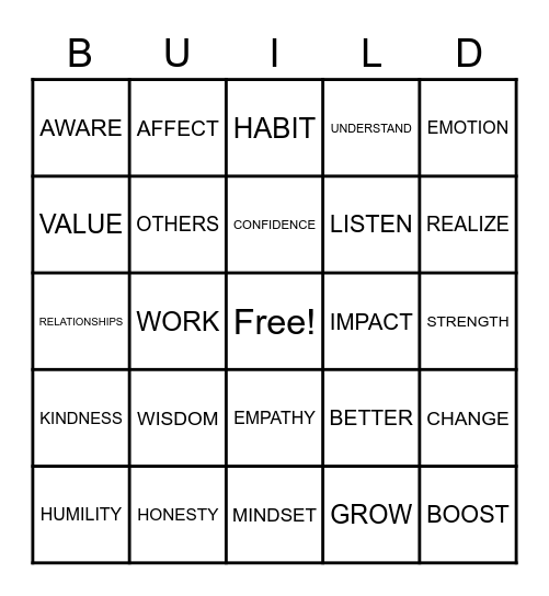 BUILD Bingo Card