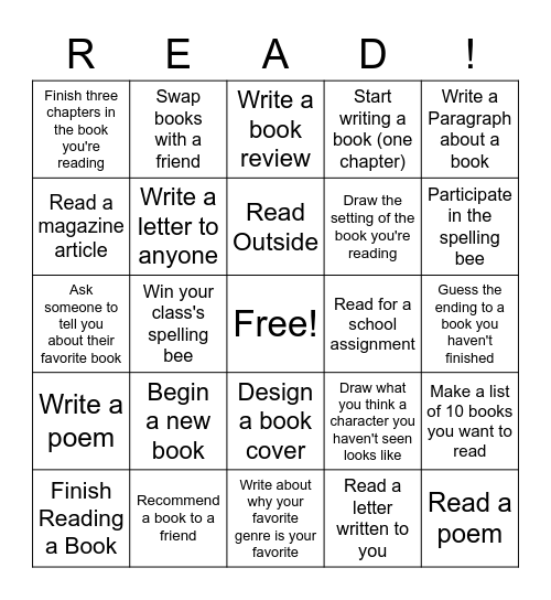 Literacy Week Bingo Card