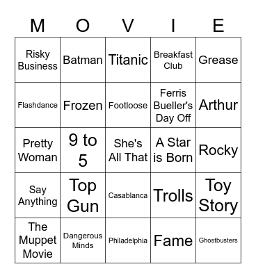 Movies Bingo Card