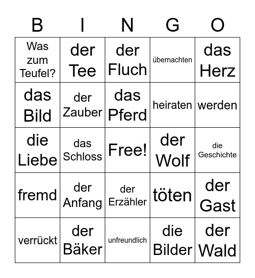 Die Schöne und das Biest Bingo Card