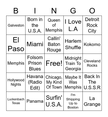 Places Around The Globe Bingo Card